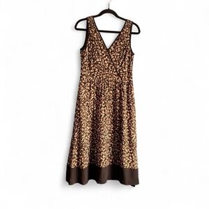 Vintage Talbots Silk Dress Women's Size 8 Petite Patterned Midi Sleeveless Flare